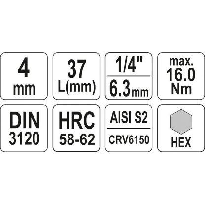 Hlavice s bitem HEX 1/4" H4 Yato - YT-04371