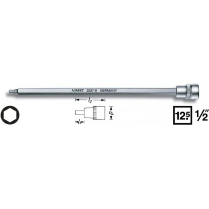 Hlavice s bitem HEX s kulovou hlavou 1/2" S8 Hazet 2527-8 - HA016310