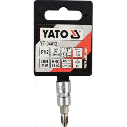 Hlavice s bitem KŘÍŽOVÁ 1/4" PH2 Yato - YT-04412