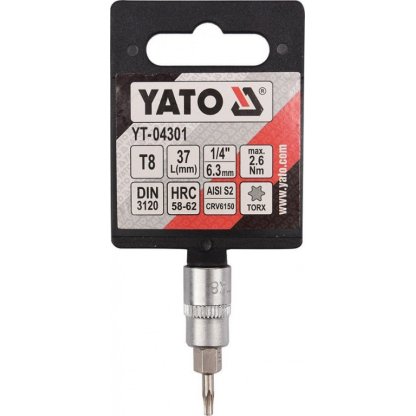 Hlavice s bitem TORX 1/4" T8 YATO - YT-04301