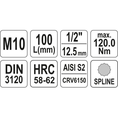 Hlavice s bitem XZN 1/2" M10 YATO - YT-04353
