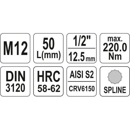 Hlavice s bitem XZN 1/2" M12 YATO - YT-04344