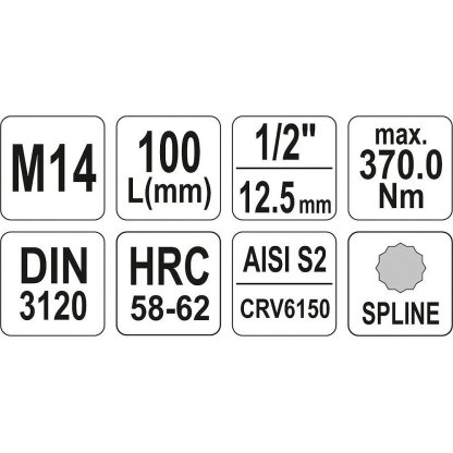 Hlavice s bitem XZN 1/2" M14 YATO - YT-04355