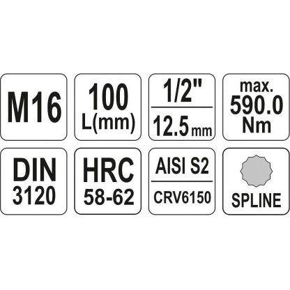 Hlavice s bitem XZN 1/2" M16 YATO - YT-04356