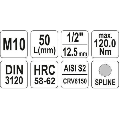 Hlavice s bity XZN 1/2" M10 YATO - YT-04343