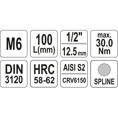 Hlavice s bity XZN 1/2" M6 YATO - YT-04351