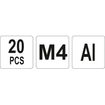 Hliníkové nýtovací matice M4, 20 ks - YT-36452