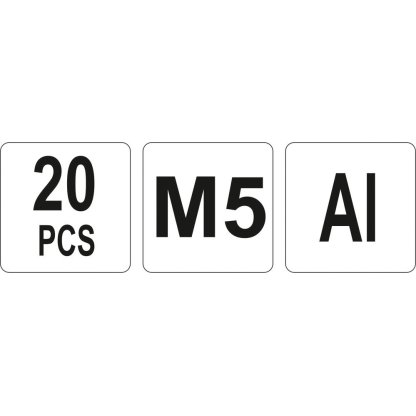 Hliníkové nýtovací matice M5, 20ks - YT-36453