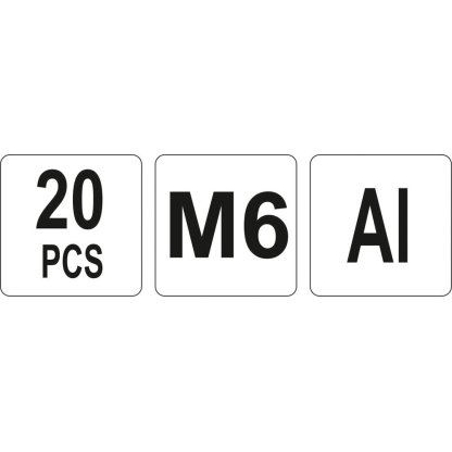 Hliníkové nýtovací matice M6, 20ks - YT-36454