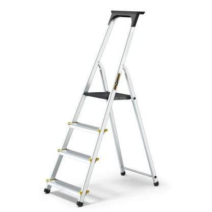 Hliníkový žebřík s policí, 4 stupně, 2,75 m, max. zátěž 150 kg