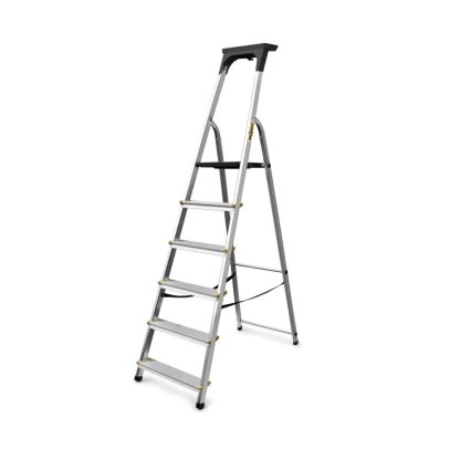 Hliníkový žebřík s policí, 6 stupňů, 3,19m, max. zátěž 150 kg