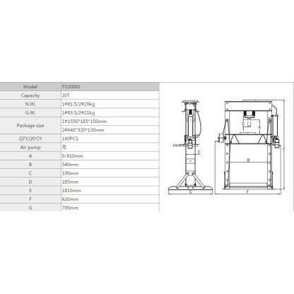 Hydraulický lis 20t BR20001 (TY20001)