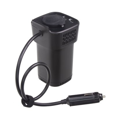 Interiérový měnič napětí z 12/230V/USB 150W do držáku nápojů