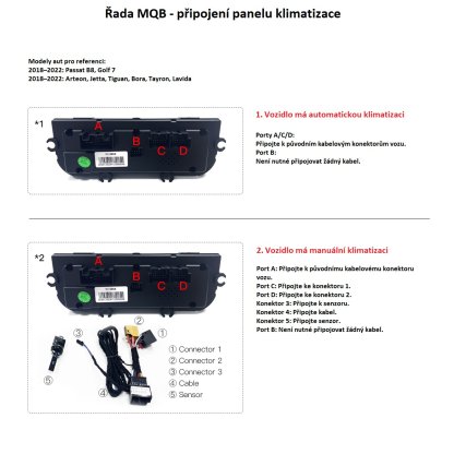 IPS dotykový panel klimatizace pro VW Passat B8