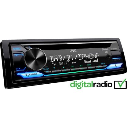 JVC DAB+ / FM autorádio s CD/Bluetooth/USB/AUX/odním.panel/multicolor