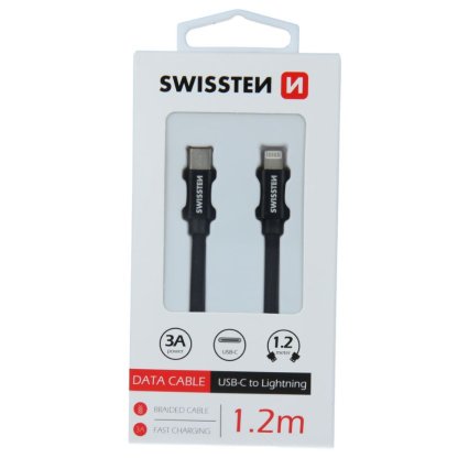 Kabel USB-C / Lightning, 1,2 m, SWISSTEN černý, 45585