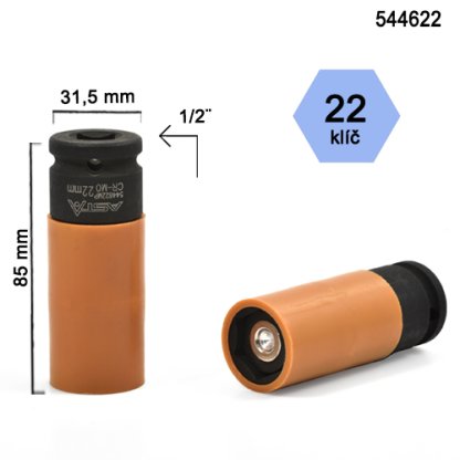 Klíč na kolové šrouby (matice) ASTA 544622 CrMo, na litá kola, hlava klíče 22mm