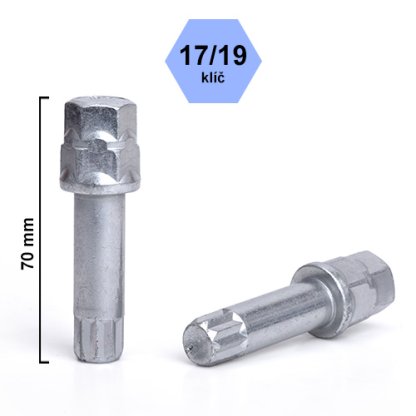 Klíč na kolové šrouby (matice) s vnitřním mnohohranem (CSTL17/19), hlava klíče 17/19mm
