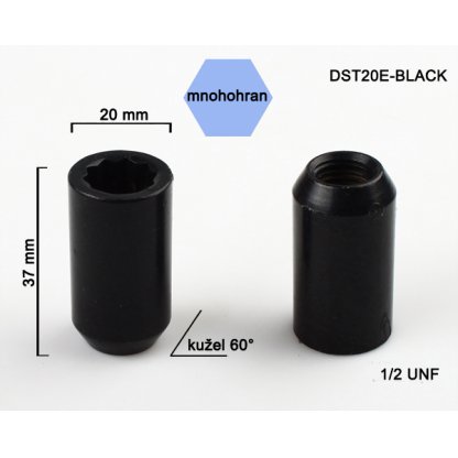 Kolová matice 1/2 UNF kužel s vnitřním mnohohranem (DST20E-BLACK) výška 37, hlava 20mm