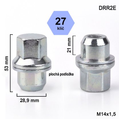 Kolová matice M14x1,5 zavřená original Range Rover, klíč 27 (DRR2E) výška 53mm