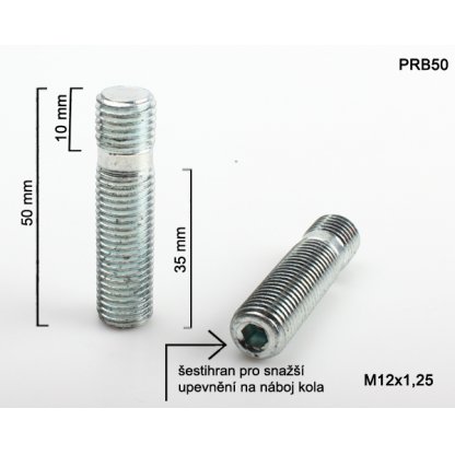 Kolový svorník M12x1,25x35/10 oboustranný závit (PRB50) celková délka 50mm
