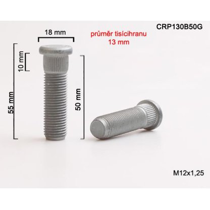 Kolový svorník M12x1,25x50 tisícihran průměr 13mm (CRP130B50G) celková délka 55mm