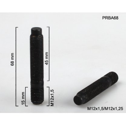 Kolový svorník M12x1,5x15/M12x1,25x45 oboustranný závit (PRBA68) černý, celková délka 68mm