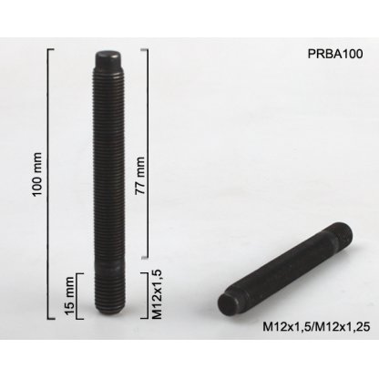 Kolový svorník M12x1,5x15/M12x1,25x77 oboustranný závit (PRBA100) černý, celk. délka 100mm