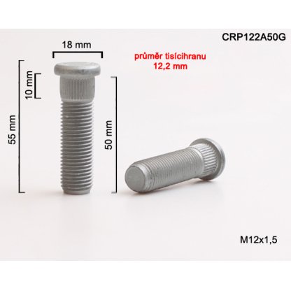 Kolový svorník M12x1,5x50 tisícihran průměr 12,2mm (CRP122A50G) celková délka 55mm