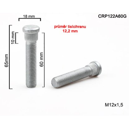 Kolový svorník M12x1,5x60 tisícihran průměr 12,2mm (CRP122A60G) celková délka 65mm