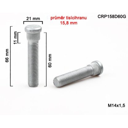 Kolový svorník M14x1,5x60 tisícihran průměr 15,8mm (CRP158D60G) celková délka 66mm