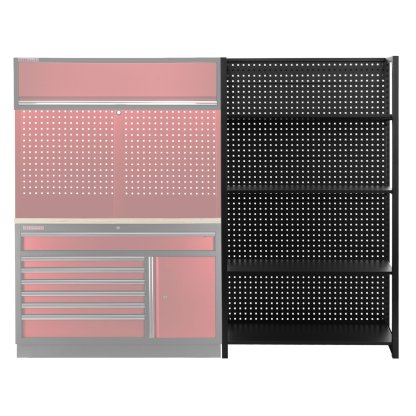Kovový regál s děrovanou deskou, 1200 x 458 x 2000 mm - TJA1200
