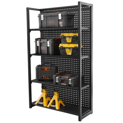 Kovový regál s děrovanou deskou, 1200 x 458 x 2000 mm - TJA1200