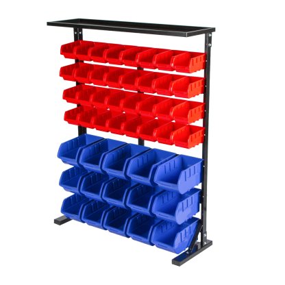 Kovový regál s plastovými boxy 47 ks - SBRF3447