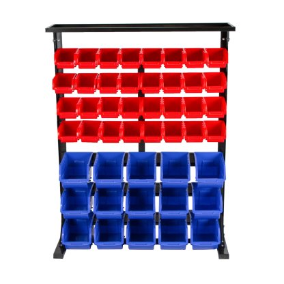 Kovový regál s plastovými boxy 47 ks - SBRF3447
