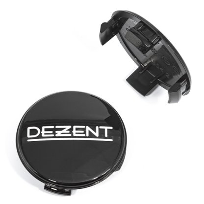 krytka průměr 53/56mm(vnitřní,vnější) plast, logo Dezent, černá, (ZT2020BP), úchyt 4,5mm