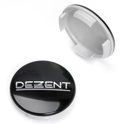 krytka průměr 56/60mm(vnitřní,vnější) plast, logo Dezent černé (ZT2000B), úchyt 2mm