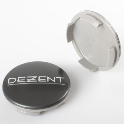 krytka průměr 56/60mm(vnitřní,vnější) plast, logo Dezent gunmet (ZT2010) úchyt 2mm