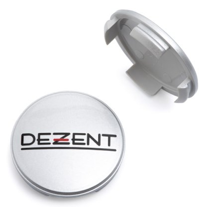 krytka průměr 56/60mm(vnitřní,vnější) plast, logo Dezent stříbrná (ZT2000P), úchyt 2mm