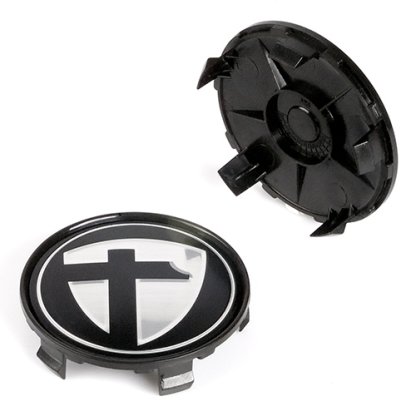 krytka průměr 65/68mm(vnitřní,vnější) Tomason (K-049) černé logo, plast černá, úchyt 4mm