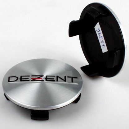 krytka průměr 69/75mm(vnitřní,vnější) plast, kov logo Dezent (ZT2310), úchyt 6mm
