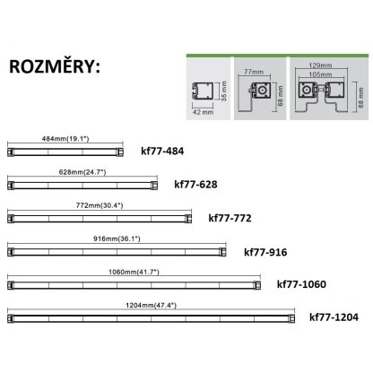 LED alej voděodolná (IP67) 12-24V, 54x LED 1W, oranžová 916mm, ECE R65