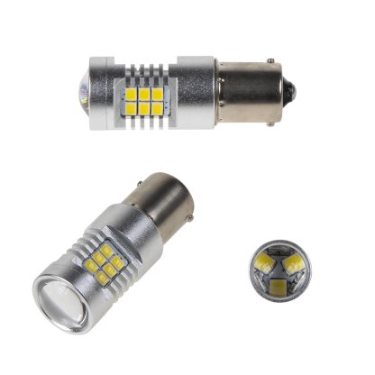 LED BA15s bílá, 12-24V, 21LED/2835SMD