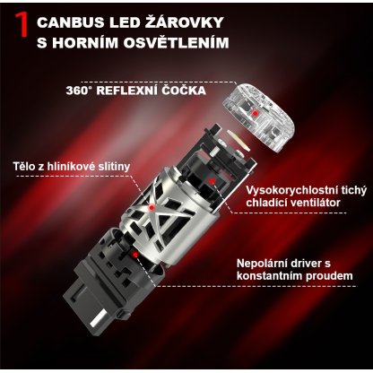 LED BA15S bílá, 12V, 23W CAN-BUS, 360°