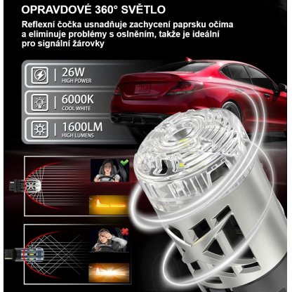 LED BA15S bílá, 12V, 23W CAN-BUS, 360°