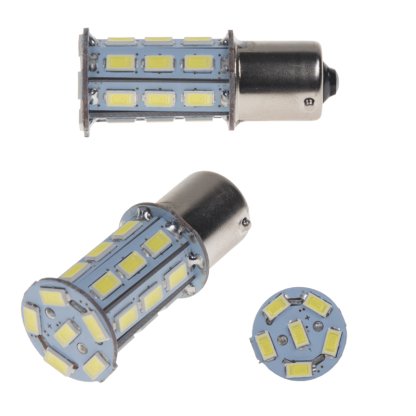 LED BA15s bílá, 12V, 27LED/3SMD