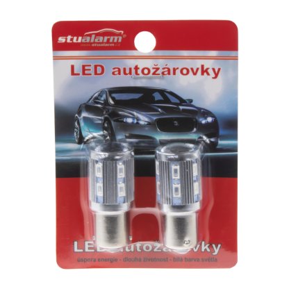 LED BA15S červená, 12SMD + 3W LED 10-30V