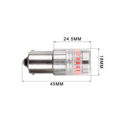 LED BA15S červená, 12V, 23LED SMD