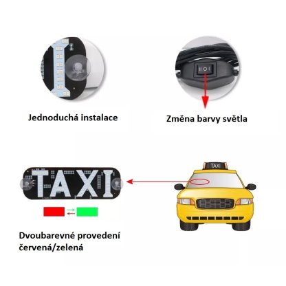 LED banner s nápisem TAXI, zelený/červený