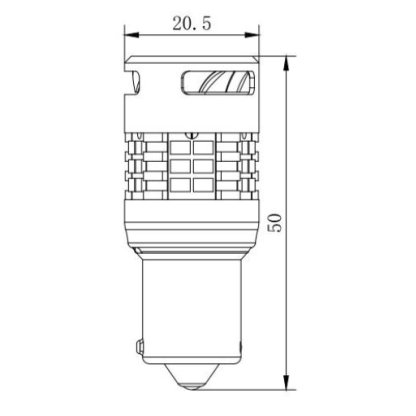 LED BAU15S oranžová, 12V, 30LED 3020SMD